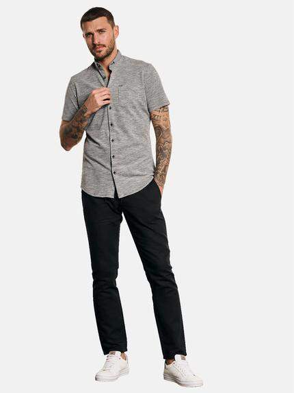 emilio adani Herren Kurzarm-Hemd meliert Grau 33089 emilio adani Herren Kurzarm-Hemd meliert Grau 33089