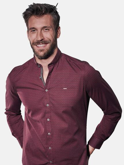 emilio adani Herren Gemustertes Langarmhemd Rot 30815