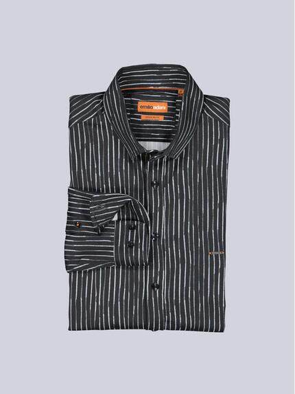 emilio adani Herren Hemd gemustert Schwarz 39926