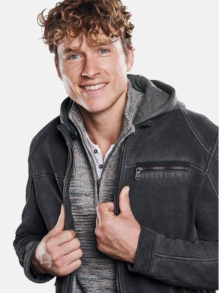 engbers Herren Lederjacke mit gewaschener Oberfläche Indigoblau 29999