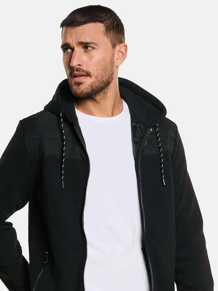 emilio adani Herren Sweatjacke mit Kapuze Schwarz 32771