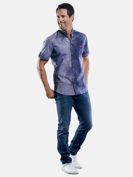 engbers Herren Hemd in moderner Batikoptik Saphirblau 29448