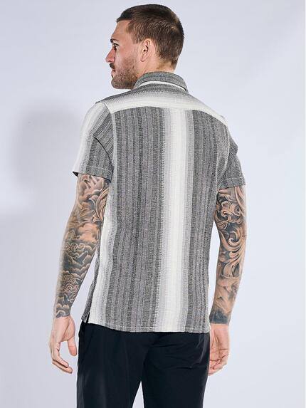 emilio adani Herren Kurzarmhemd aus Leno-Material Grau 40680