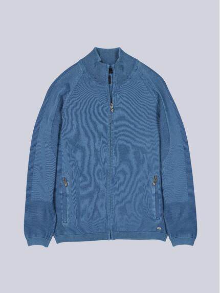 engbers Herren Cardigan mit Troyerkragen Mittelblau 38533