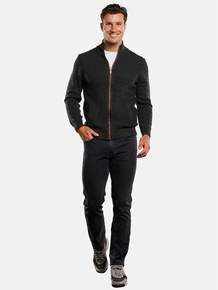 engbers Herren Strickjacke mit Stehkragen Oliv 33849