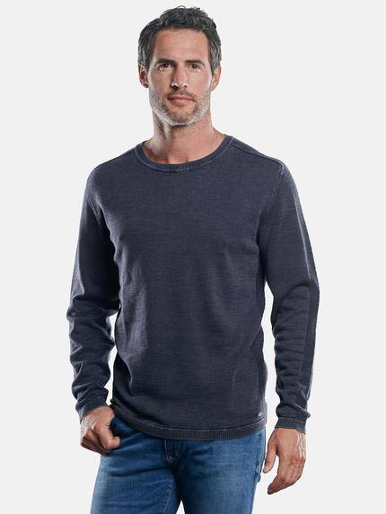 engbers Sportiver Baumwollpullover mit modischem Rundhalsausschnitt Saphirblau