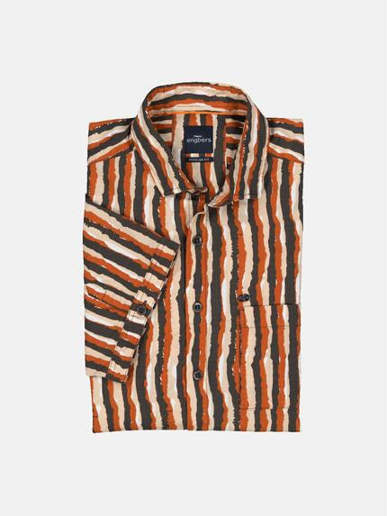 engbers Herren Kurzarm-Hemd gestreift Rostorange 36624 engbers Herren Kurzarm-Hemd gestreift Rostorange 36624