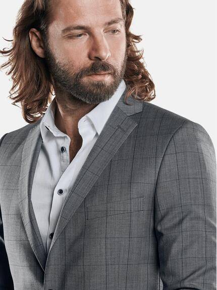 emilio adani Herren Elastisches Business-Sakko Grau 29024