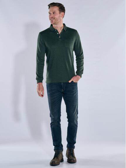 engbers Herren Langarm-Shirt mit Polokragen Petrolgruen 39537