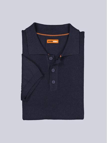 emilio adani Herren Strick Polo-Shirt uni Blau 39336 emilio adani Herren Strick Polo-Shirt uni Blau 39336