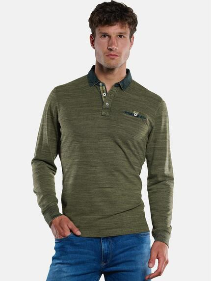 engbers Langarm-Shirt mit Polo-Kragen Braunbeige