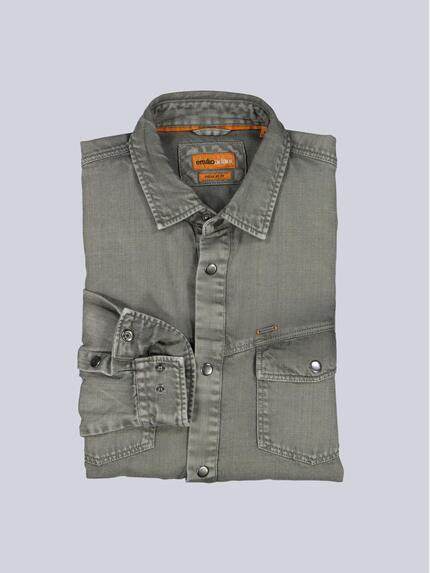 emilio adani Herren Overshirt mit besonderer Waschung Oliv 40333