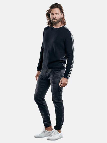 emilio adani Herren softer Pullover mit Kontraststreifen Schwarz 29279 emilio adani Herren softer Pullover mit Kontraststreifen Schwarz 29279
