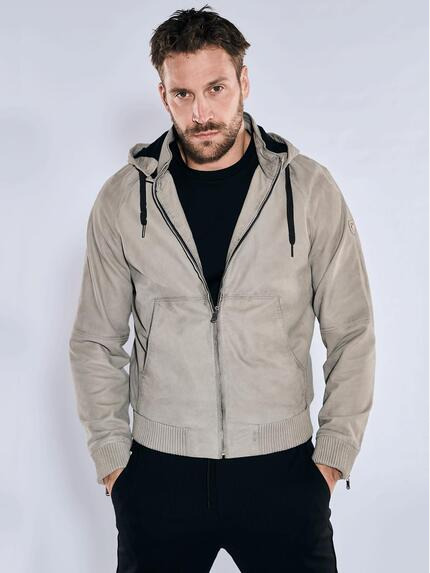 emilio adani Lederjacke mit abnehmbarer Kapuze Beige