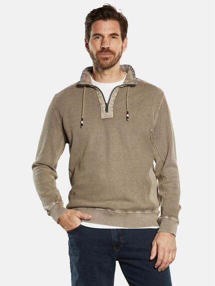 engbers Sweatshirt mit Troyerkragen Braunbeige