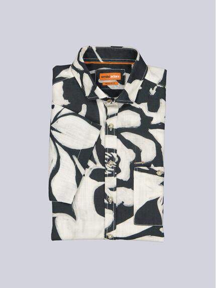 emilio adani Herren Hemd kurzarm Schwarz 40328