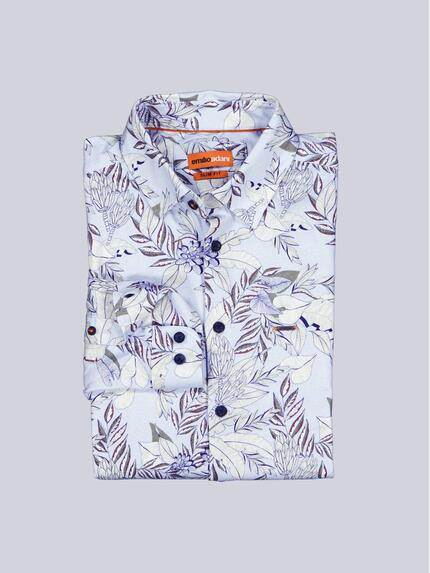 emilio adani Herren Hemd mit All-Over-Druck Hellblau 40565