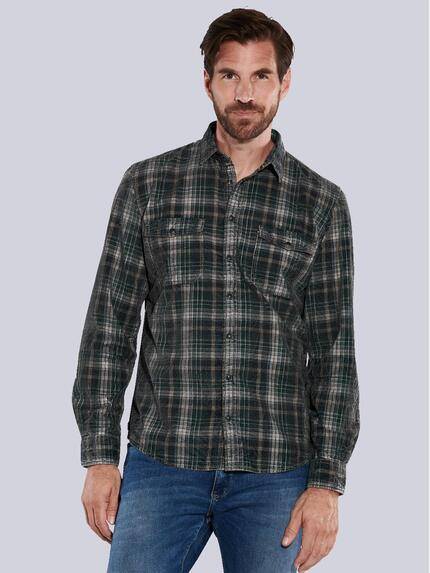 engbers Herren Langarm-Hemd aus Cord Blau 35659
