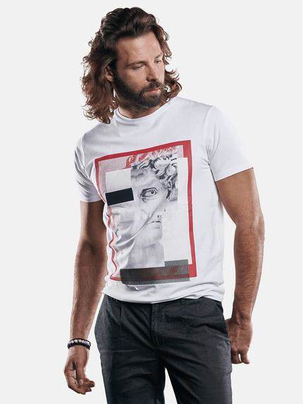 emilio adani Bio-Baumwoll-T-Shirt mit Print Reinweiss