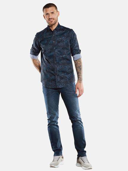 emilio adani Herren Langarm-Hemd gemustert Blau 33336 emilio adani Herren Langarm-Hemd gemustert Blau 33336