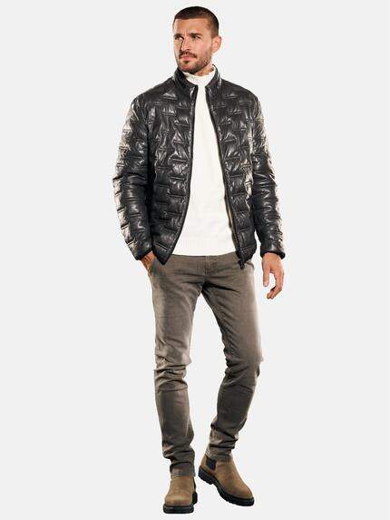 emilio adani Herren Lederjacke regular Grau 35201