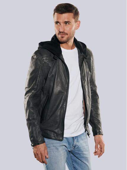 emilio adani Lederjacke slim fit Dunkelgrau