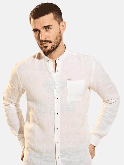 emilio adani Herren Langarm-Hemd aus Leinenstoff Weiß 31669 emilio adani Herren Langarm-Hemd aus Leinenstoff Weiß 31669