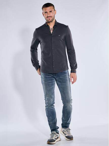 emilio adani Herren Langarm-Hemd aus Jersey Anthrazit 39605 emilio adani Herren Langarm-Hemd aus Jersey Anthrazit 39605