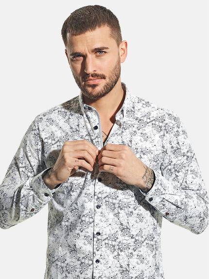 emilio adani Herren Modisches Hemd mit Print Blau 31325