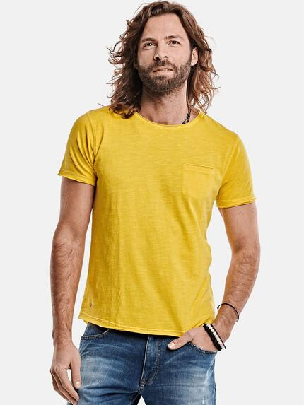emilio adani modisches T-Shirt Schwefelgelb