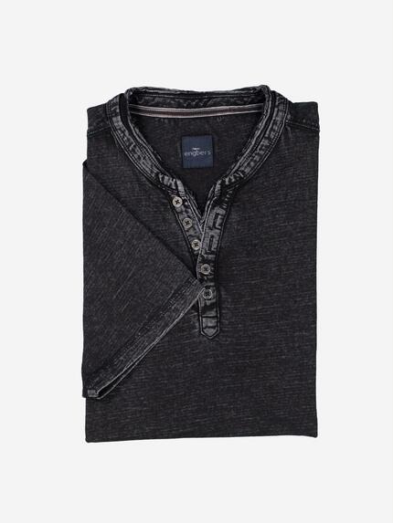 engbers Henley-Shirt uni Schwarz