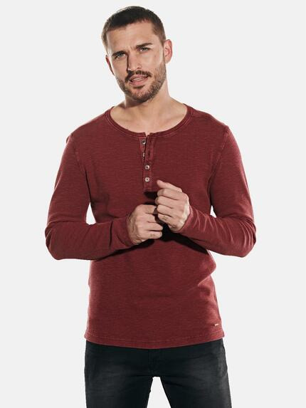 emilio adani Shirt im Henley-Design Dunkelrot