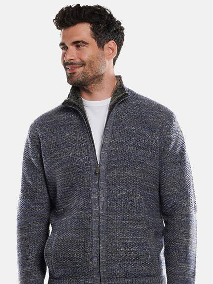 engbers Herren Strickjacke mit Fleece gefüttert Indigoblau 32034