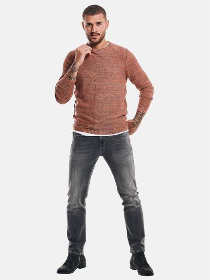 emilio adani Herren Pullover meliert Orange 32437