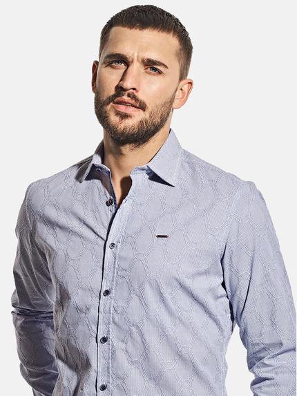 emilio adani Herren Langarmhemd mit Minikaro-Webung Blau 30534 emilio adani Herren Langarmhemd mit Minikaro-Webung Blau 30534