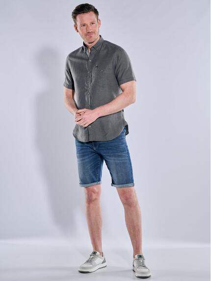 engbers Herren Kurzarm-Hemd mit Leinenanteil Anthrazit 38384 engbers Herren Kurzarm-Hemd mit Leinenanteil Anthrazit 38384