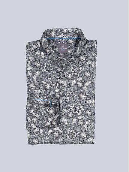 ENGBERS GERMANY Herren Langarm-Hemd in Satin-Warenqualität Schwarzbraun 36605