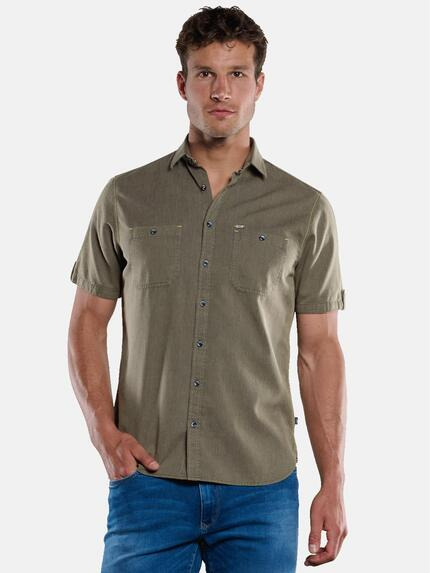 engbers Kurzarm-Hemd uni Khaki