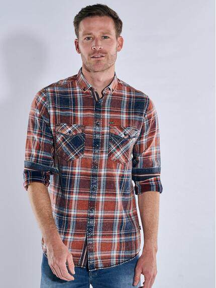 engbers Herren Langarm-Hemd kariert Orange 39640 engbers Herren Langarm-Hemd kariert Orange 39640