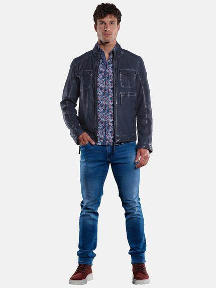 engbers Herren Lederjacke Saphirblau 33307