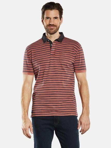 engbers Polo-Shirt gestreift Rostorange