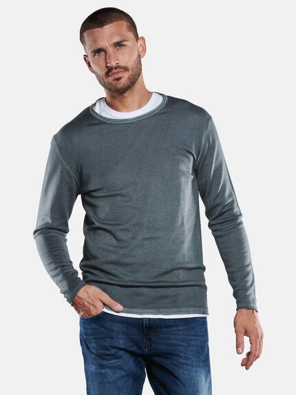 emilio adani Pullover aus feiner Merino-Wolle Petrolgruen