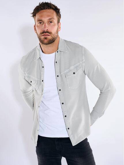 emilio adani Langarm-Shirt mit Polo-Kragen Hellgrau