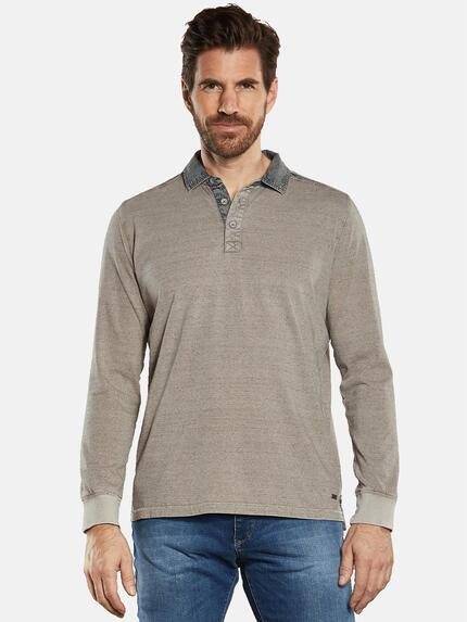 engbers Polo-Shirt gestreift Braunbeige