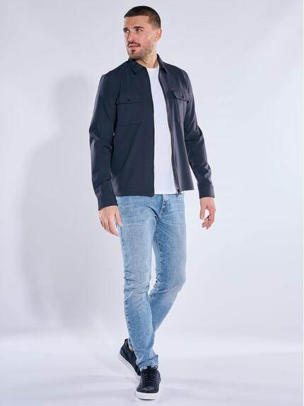 emilio adani Herren Hemd uni Marineblau 40332