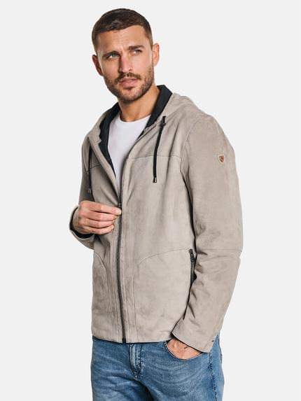emilio adani Lederjacke Nubukleder Creme