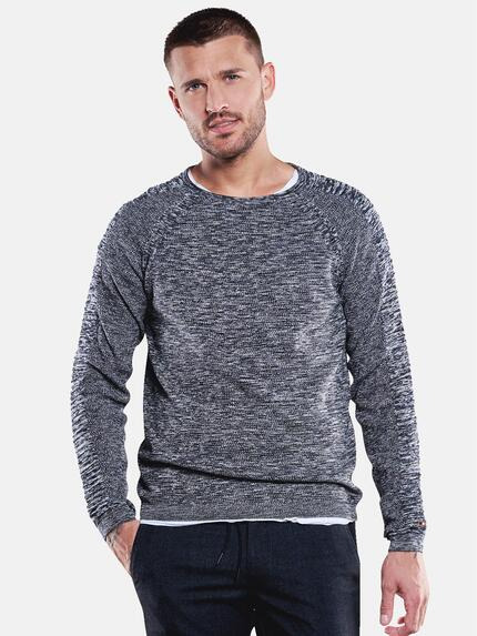 emilio adani Pullover Rundhals meliert Saphirblau