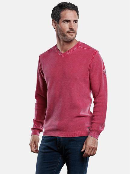engbers Baumwollpullover mit Rippstruktur Magenta