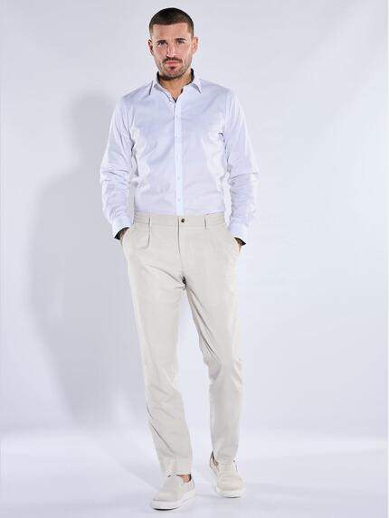 emilio adani Herren Anzug-Hose aus Leinenmischqualität Naturweiss 40370