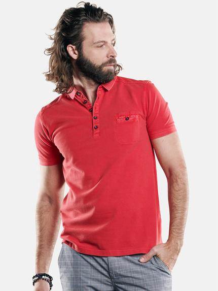 emilio adani Sportives Poloshirt mit schmaler Passform Tomatenrot